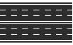 Esempio di uso di corsie e carreggiate: strada con 6 corsie