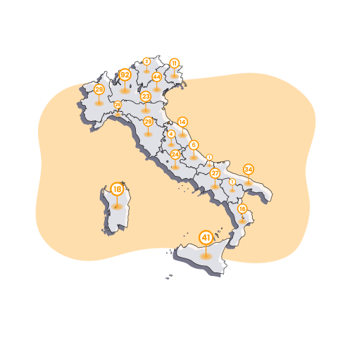 Cartina politica delle autoscuole Guida e Vai in Italia