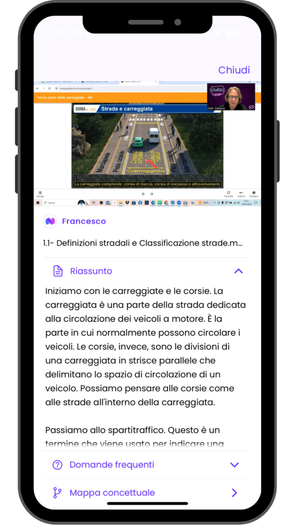 Interfaccia App Neith - Live di teoria